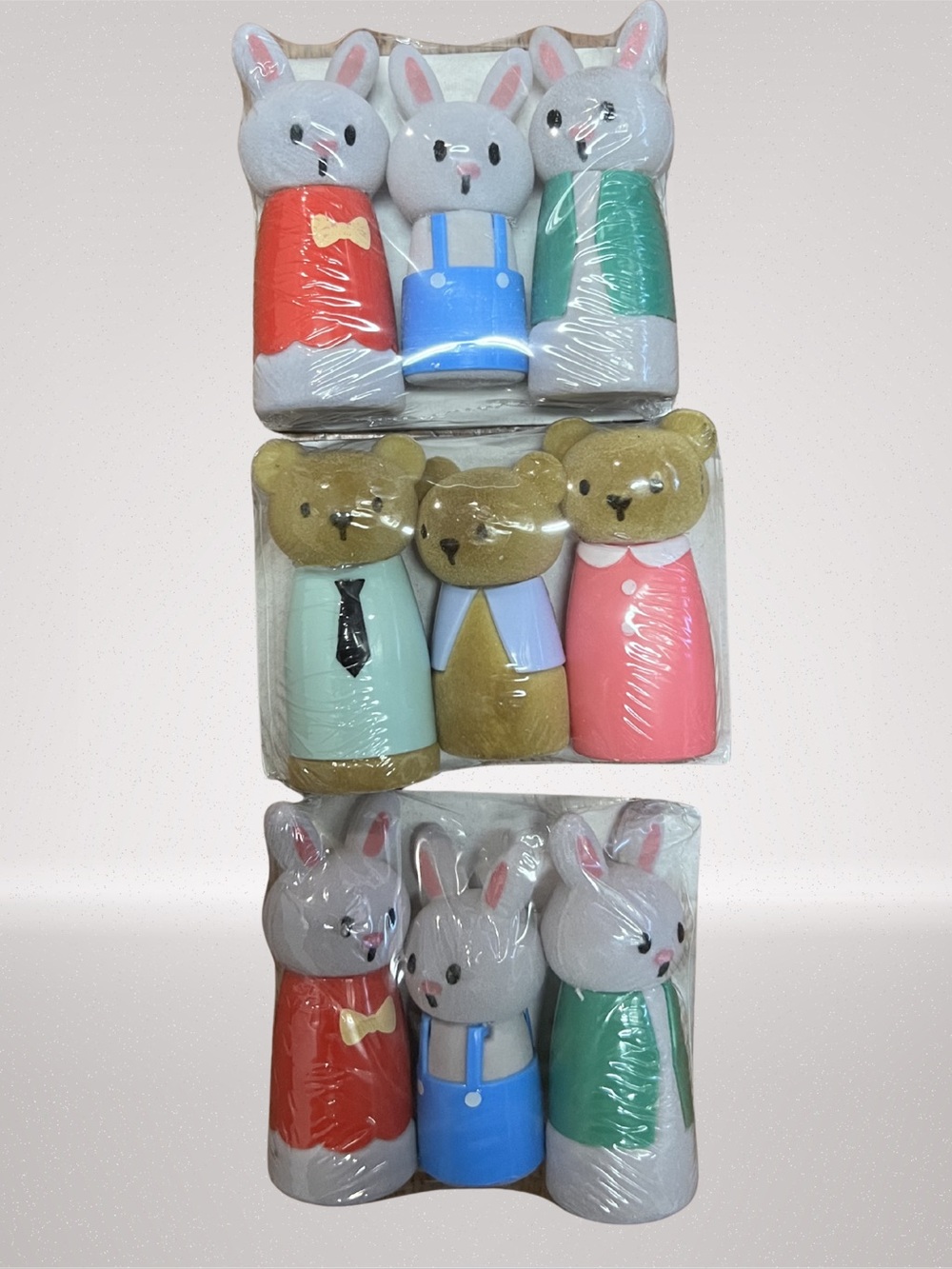 Cute Ceramic Bunny and Bear Salt & Pepper Set - Pastel Colors